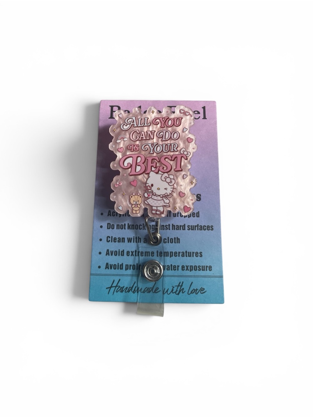 Hello Kitty Pink Motivational Floral Badge Reel